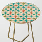 Atomic Age Retro Starburst Mid-century Modern Pattern in Mid Mod Turquoise, Orange, Olive, and Beige Side Table Gallery Image 2