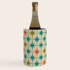 Atomic Age Retro Starburst Mid-century Modern Pattern in Mid Mod Turquoise, Orange, Olive, and Beige Wine Chiller Gallery Image 2
