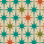 Atomic Age Retro Starburst Mid-century Modern Pattern in Mid Mod Turquoise, Orange, Olive, and Beige Coffee Mug Gallery Image 2