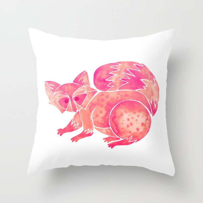Watercolor Raccoon - Pink Palette Throw Pillow Gallery Image 6