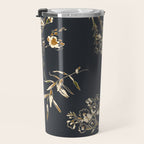  seamless floral pattern with flowers on a dark background Travel Mug Gallery Image 3