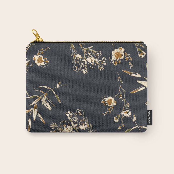  seamless floral pattern with flowers on a dark background Carry All Pouch Gallery Image 1