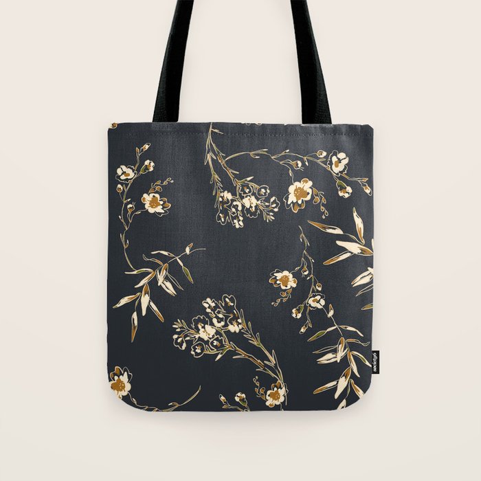  seamless floral pattern with flowers on a dark background Tote Bag Gallery Image 1
