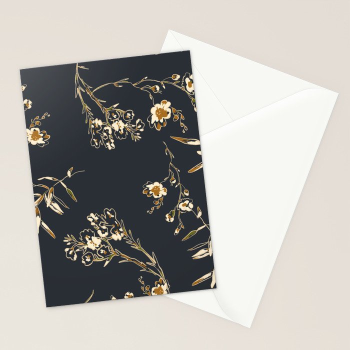  seamless floral pattern with flowers on a dark background Stationery Card Gallery Image 2