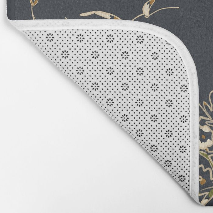  seamless floral pattern with flowers on a dark background Bath Mat Gallery Image 2