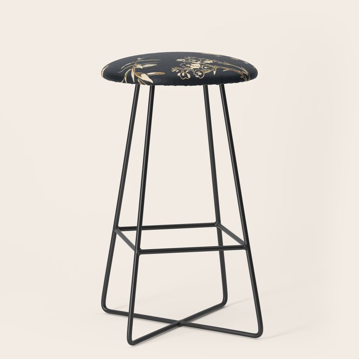  seamless floral pattern with flowers on a dark background Stool Gallery Image 1