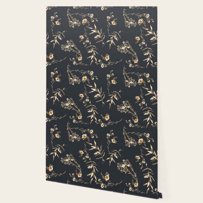  seamless floral pattern with flowers on a dark background Wallpaper Gallery Image 2