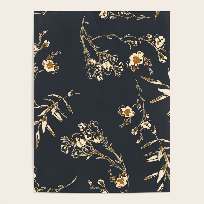  seamless floral pattern with flowers on a dark background Poster Gallery Image 4