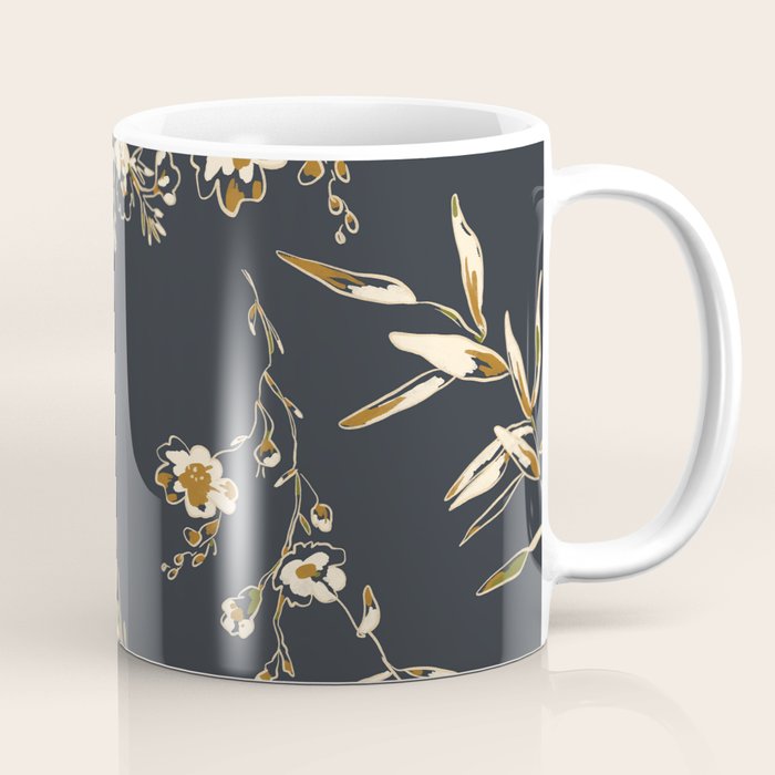 seamless floral pattern with flowers on a dark background Coffee Mug Gallery Image 1