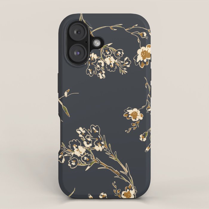  seamless floral pattern with flowers on a dark background iPhone Case Gallery Image 1