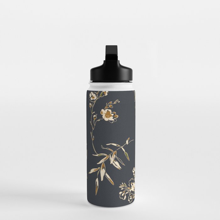  seamless floral pattern with flowers on a dark background Water Bottle Gallery Image 3