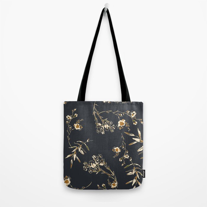  seamless floral pattern with flowers on a dark background Tote Bag Gallery Image 2