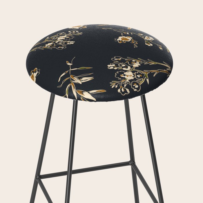  seamless floral pattern with flowers on a dark background Stool Gallery Image 2