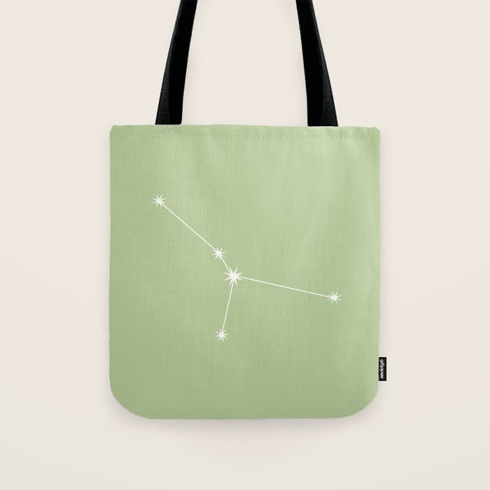 Cancer Zodiac Star Constellation Line Art Soft Green Tote Bag Gallery Image 1