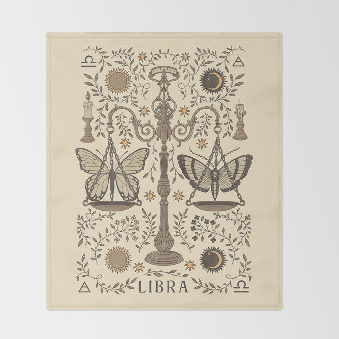 Libra, The Scales Throw Blanket Gallery Image 2