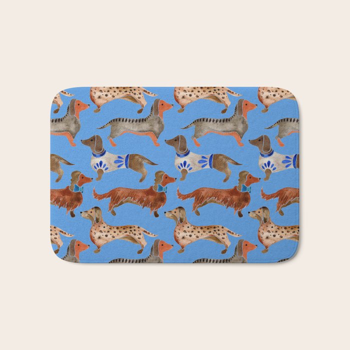 Dachshunds - Cornflower Blue Palette Bath Mat Gallery Image 1