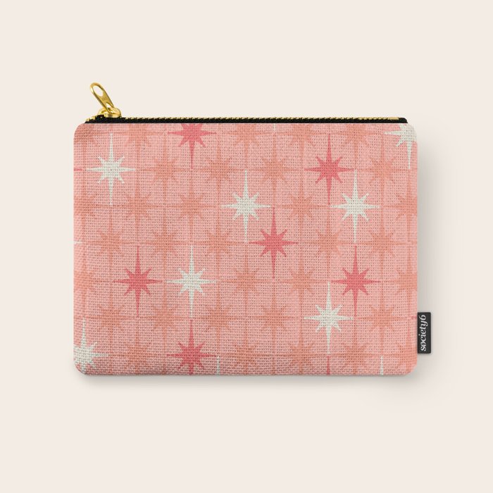 Mid Century Modern Retro Atomic Stars Pattern in Pink Peach Tones Carry All Pouch Gallery Image 1