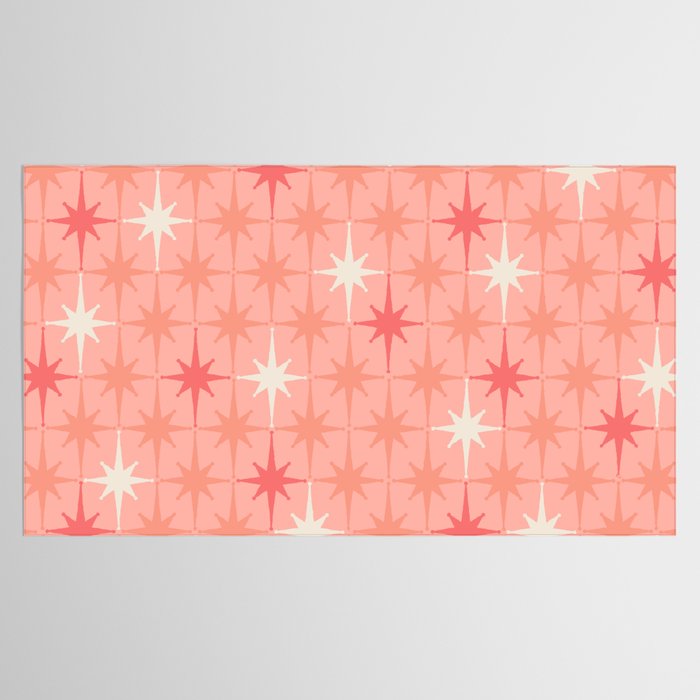 Mid Century Modern Retro Atomic Stars Pattern in Pink Peach Tones Tablecloth Gallery Image 2