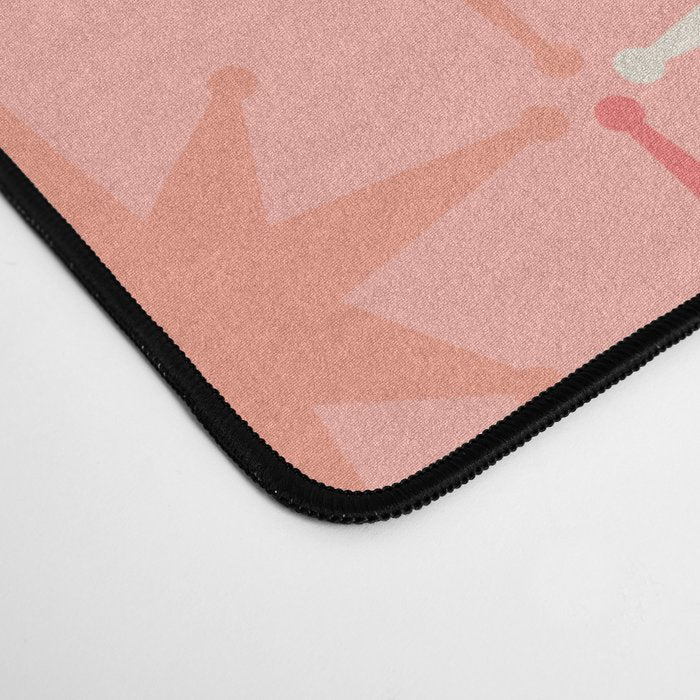 Mid Century Modern Retro Atomic Stars Pattern in Pink Peach Tones Desk Mat Gallery Image 4