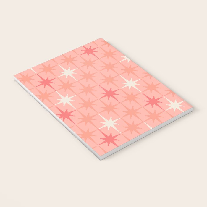 Mid Century Modern Retro Atomic Stars Pattern in Pink Peach Tones Notebook Gallery Image 3