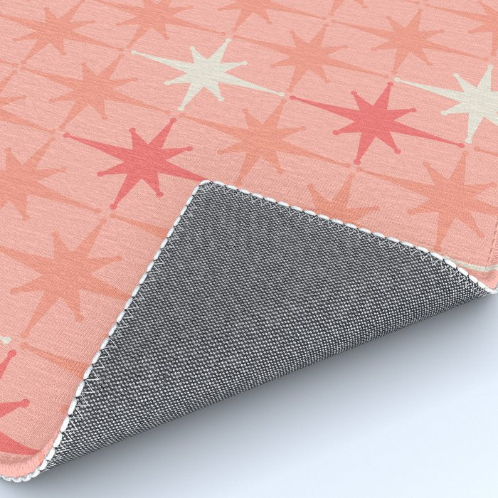 Mid Century Modern Retro Atomic Stars Pattern in Pink Peach Tones Rug Gallery Image 4