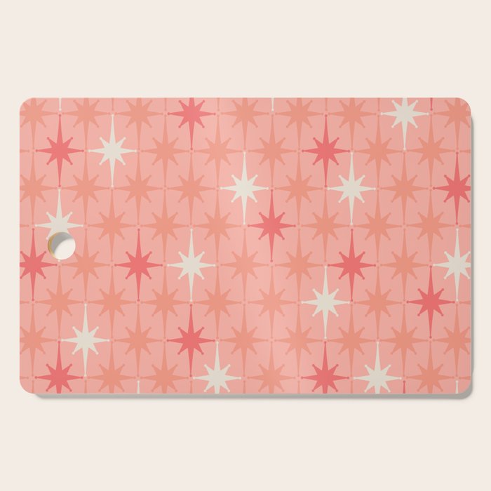 Mid Century Modern Retro Atomic Stars Pattern in Pink Peach Tones Cutting Board Gallery Image 1