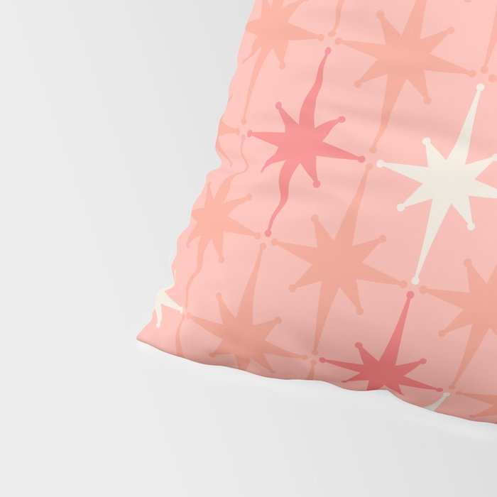 Mid Century Modern Retro Atomic Stars Pattern in Pink Peach Tones Pillow Sham Gallery Image 4