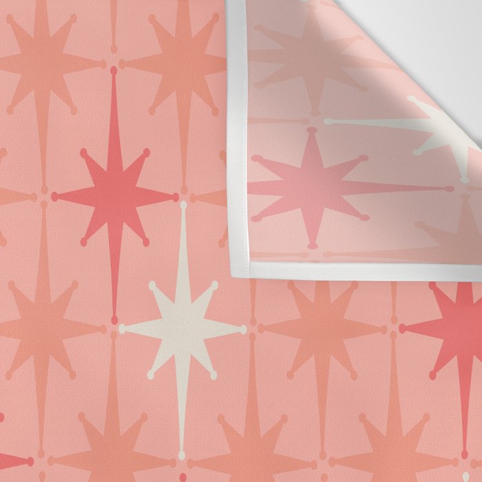 Mid Century Modern Retro Atomic Stars Pattern in Pink Peach Tones Wall Tapestry Gallery Image 3
