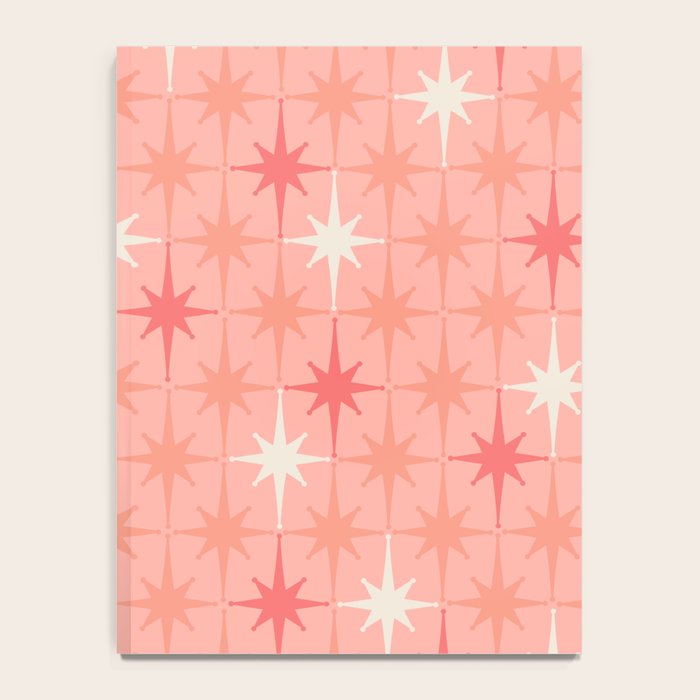 Mid Century Modern Retro Atomic Stars Pattern in Pink Peach Tones Notebook Gallery Image 4