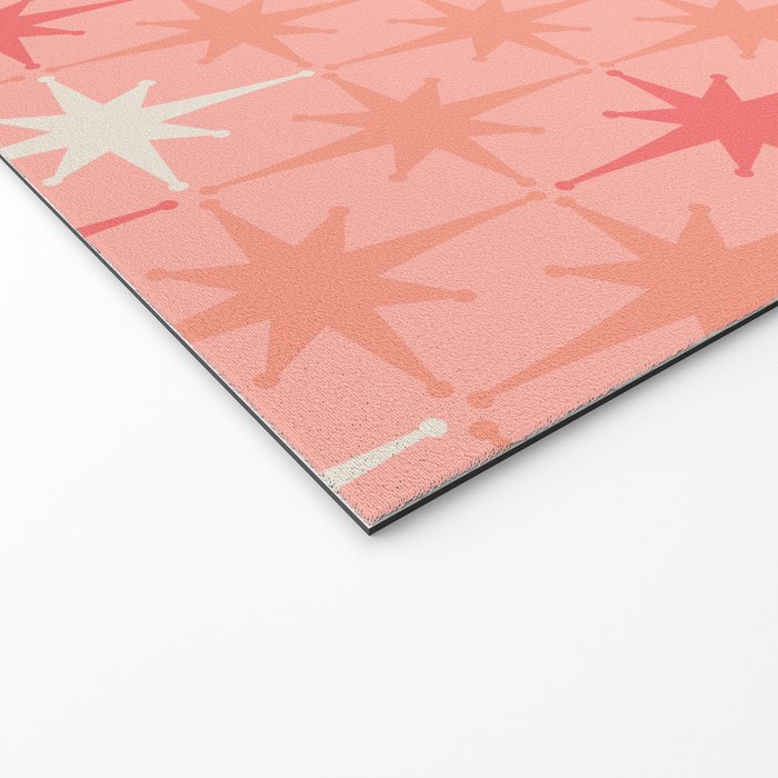 Mid Century Modern Retro Atomic Stars Pattern in Pink Peach Tones Welcome Mat Gallery Image 2
