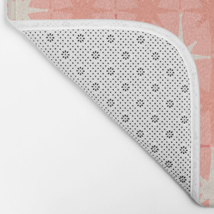 Mid Century Modern Retro Atomic Stars Pattern in Pink Peach Tones Bath Mat Gallery Image 2