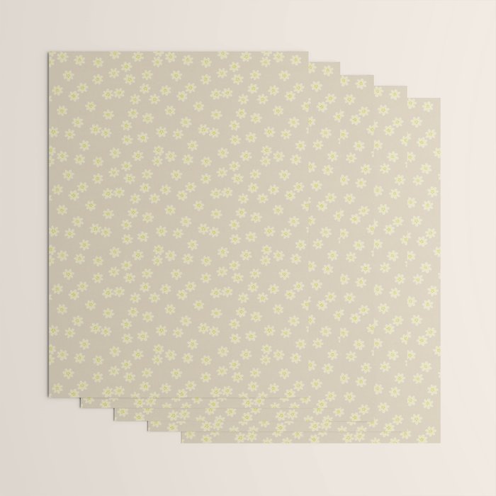 Tiny Flowers / Beige & Lime Wrapping Paper Gallery Image 3