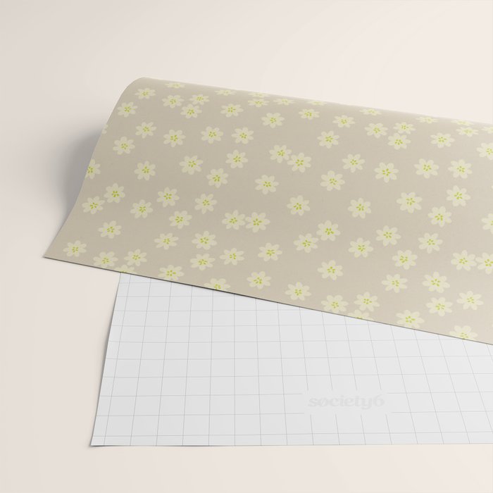 Tiny Flowers / Beige & Lime Wrapping Paper Gallery Image 2