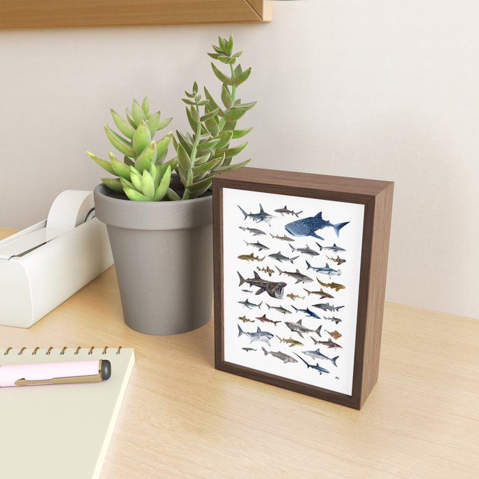 SHARKS poster-white Mini Art Print Gallery Image 2