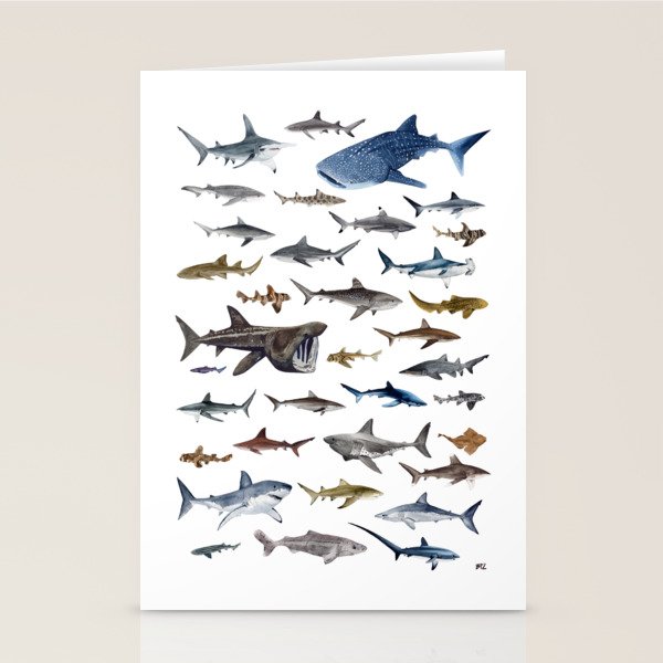 SHARKS poster-white Stationery Card Gallery Image 2