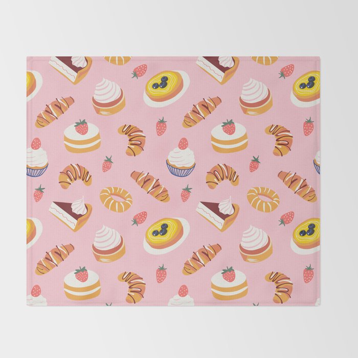 Vintage sweet pastry dessert food pattern Throw Blanket Gallery Image 2