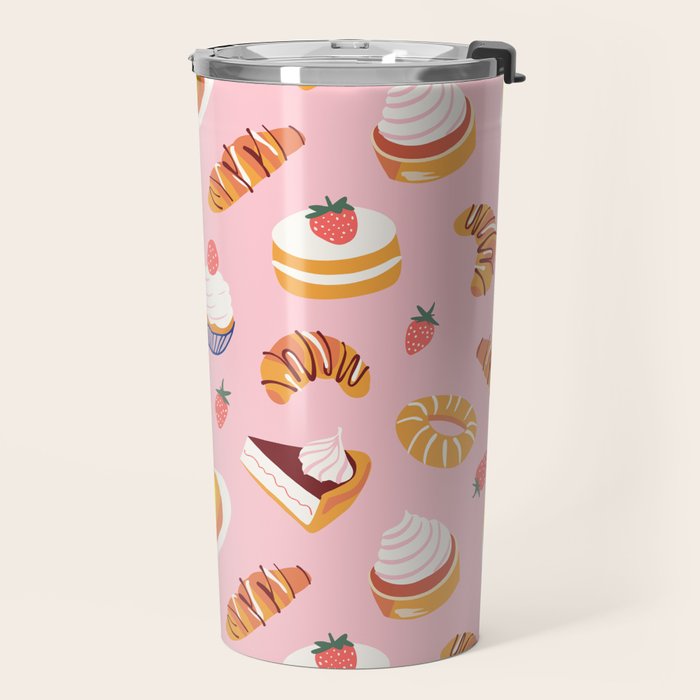 Vintage sweet pastry dessert food pattern Travel Mug Gallery Image 2
