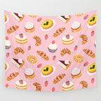 Vintage sweet pastry dessert food pattern Wall Tapestry Gallery Image 4