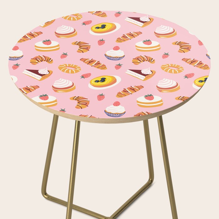 Vintage sweet pastry dessert food pattern Side Table Gallery Image 2