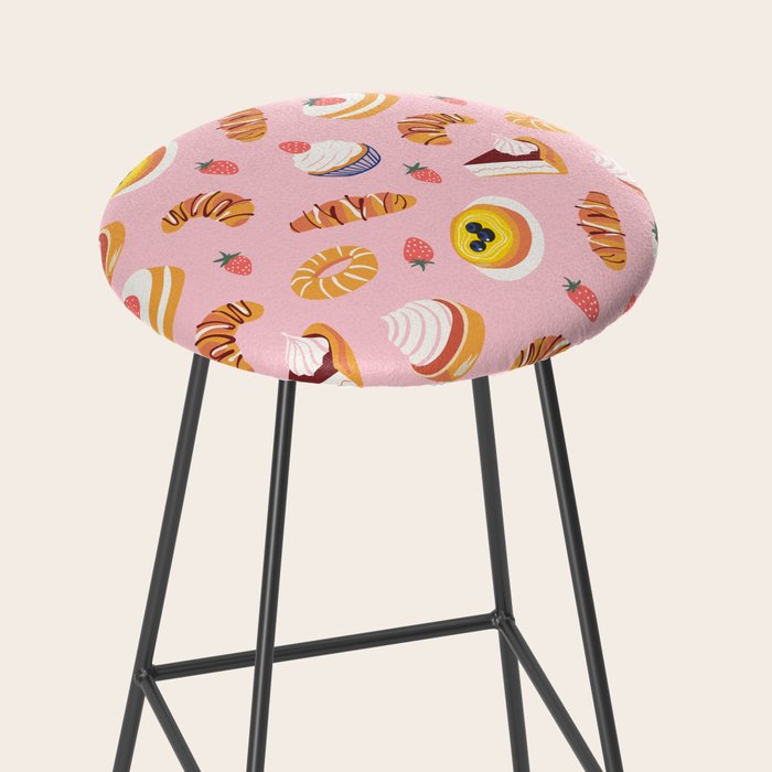 Vintage sweet pastry dessert food pattern Stool Gallery Image 2