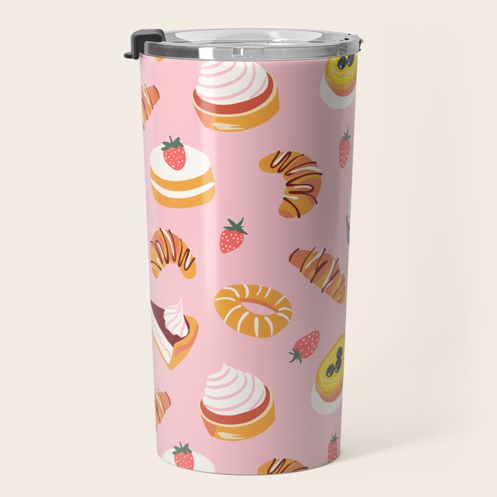 Vintage sweet pastry dessert food pattern Travel Mug Gallery Image 3