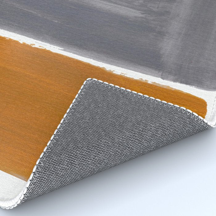 Minimalist Mid Century Modern Colorful Color Field Rothko Orange Grey Yellow Ochre Rug Gallery Image 4