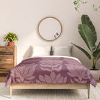Modern Abstract Wavy Flowers in Plum Violet    Comforter Gallery Image 3