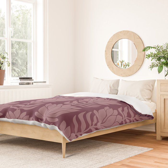 Modern Abstract Wavy Flowers in Plum Violet    Duvet Cover Gallery Image 2