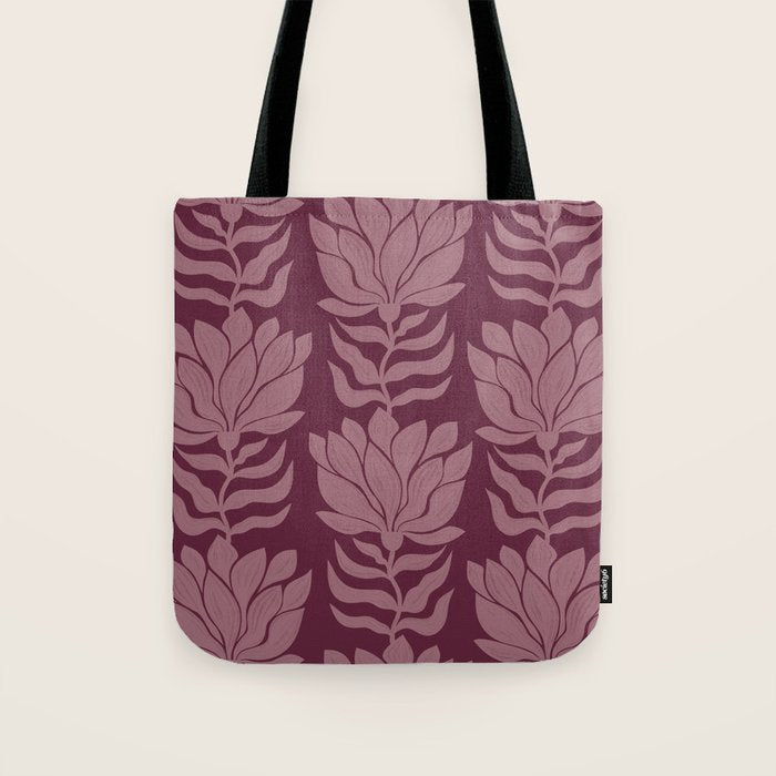 Modern Abstract Wavy Flowers in Plum Violet    Tote Bag Gallery Image 1