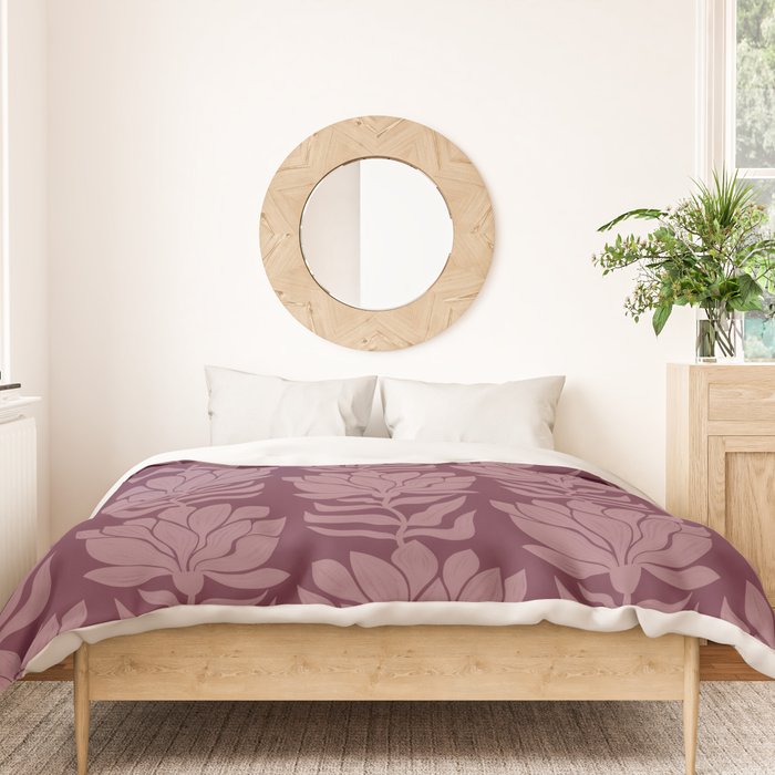Modern Abstract Wavy Flowers in Plum Violet    Duvet Cover Gallery Image 3