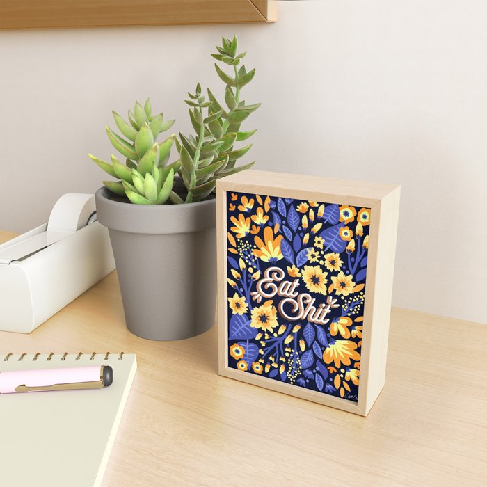 Eat Shit - Yellow & Slate Mini Art Print Gallery Image 2