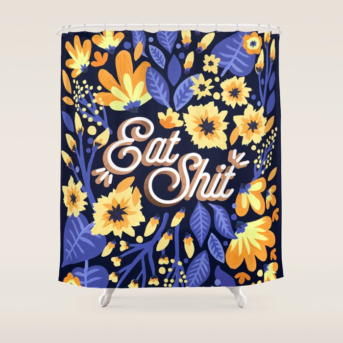 Eat Shit - Yellow & Slate Shower Curtain Gallery Image 1