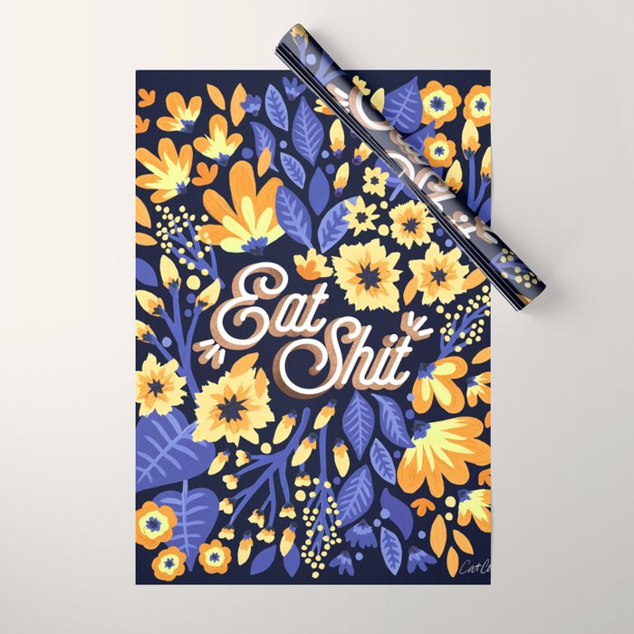 Eat Shit - Yellow & Slate Wrapping Paper Gallery Image 1