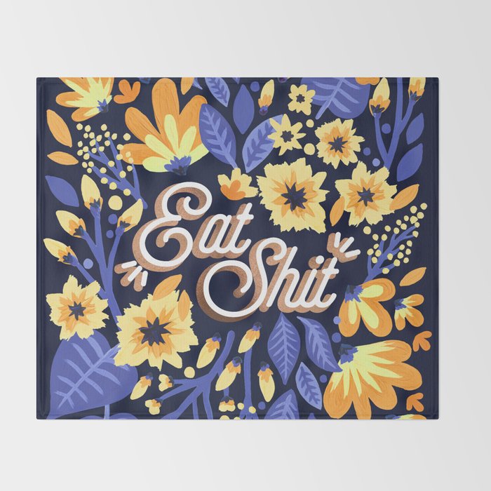 Eat Shit - Yellow & Slate Throw Blanket Gallery Image 2